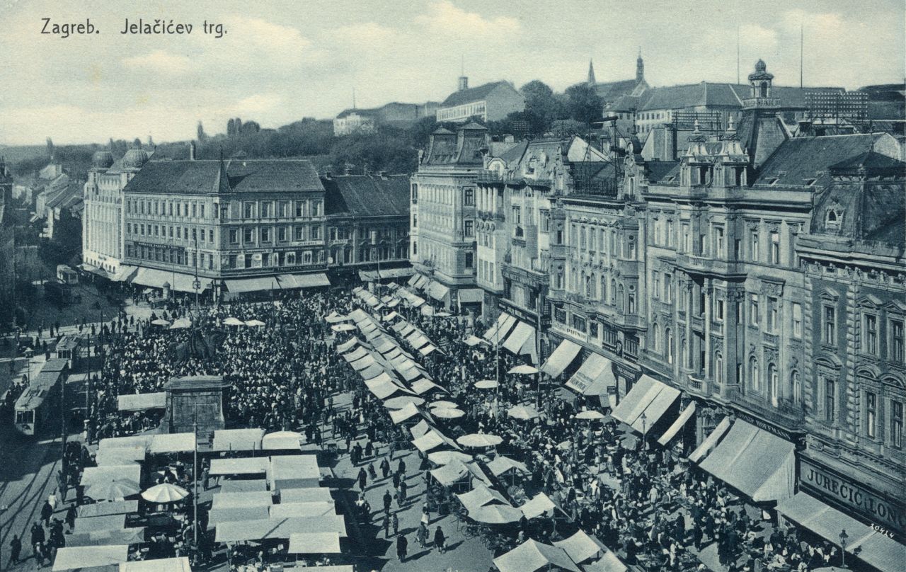 Trg bana Jelačića oko 1925.-1930. godine